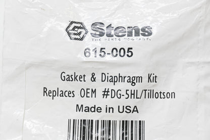 Stens 615-005, DG-5HL Gasket & Diaphragm Kit NOS