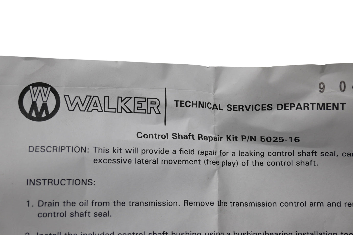 Walker 5025-16 Control Shaft Repair Kit NOS