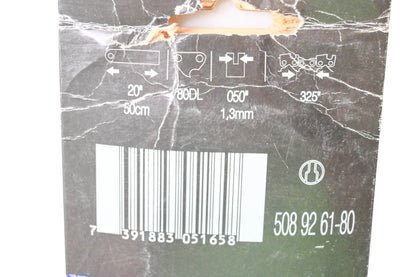 New OEM Husqvarna 508 92 61-80, 508926180 Chainsaw Guide Bar 20" .050" .325 NOS
