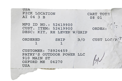 Ariens 52419900 RH Lever & Grip NOS