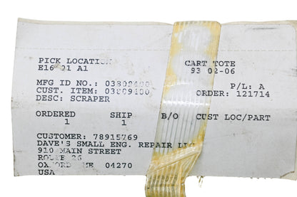 Ariens 03809400 Scraper NOS