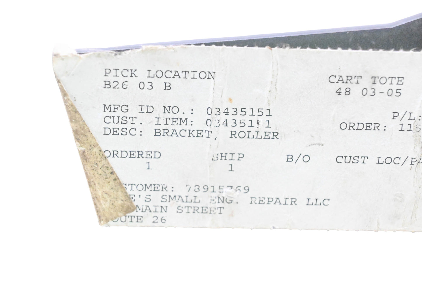 Ariens 03435151 Roller Bracket NOS