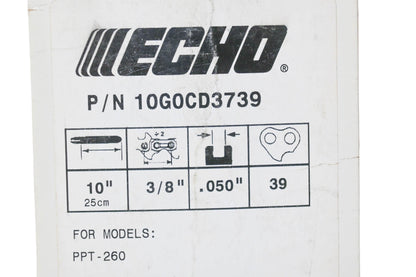 New OEM Echo 10G0CD3739 Chainsaw Guide Bar 10" 3/8" .050" NOS