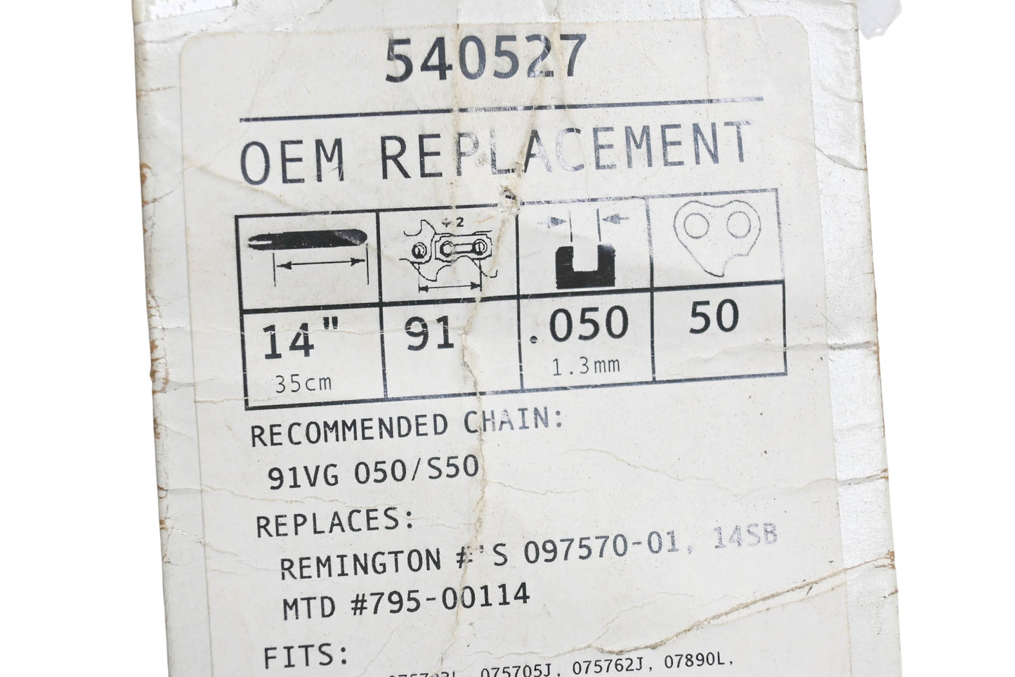 Oregon 540527, 097570-01, 795-00114 Chainsaw Guide Bar 14" .050" NOS