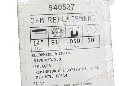 Oregon 540527, 097570-01, 795-00114 Chainsaw Guide Bar 14" .050" NOS