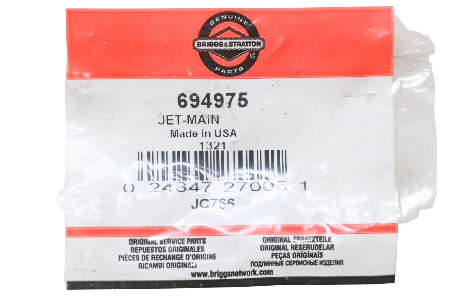 New OEM Briggs & Stratton 694975 Main Jet & Gasket NOS