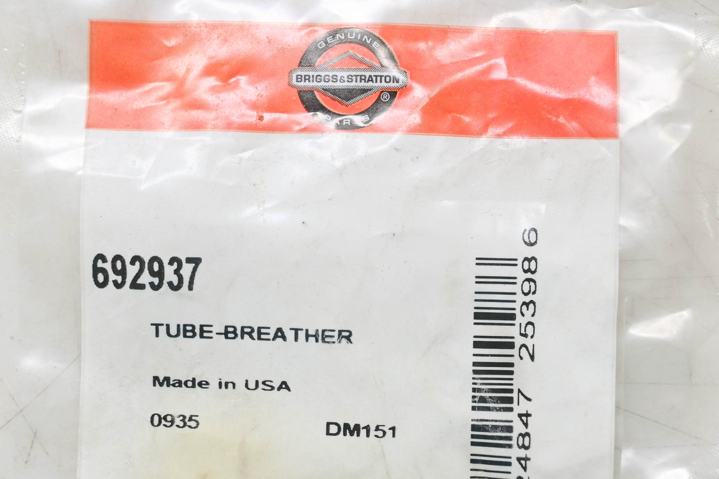 New OEM Briggs & Stratton 692937 Breather Tube NOS