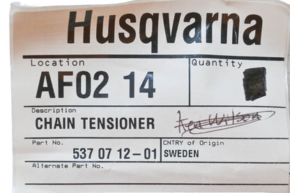 New OEM Husqvarna 537 07 12-01, 537071201 Chain Tensioner NOS