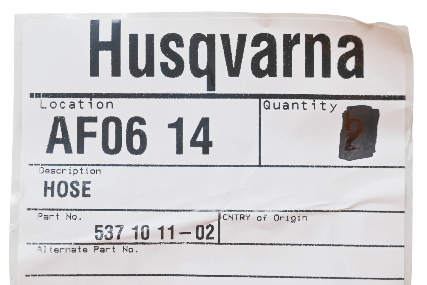 New OEM Husqvarna 537 10 11-02, 537101102 Hose NOS