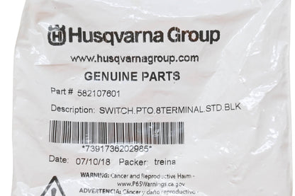 New OEM Husqvarna 582107601 PTO Switch NOS