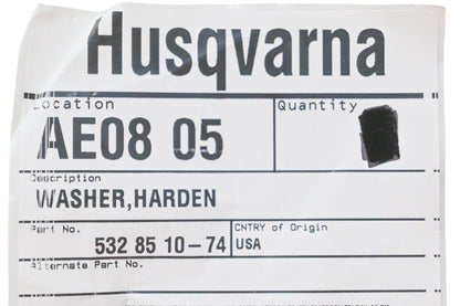 New OEM Husqvarna 532 85 10-74, 532851074 Washer NOS