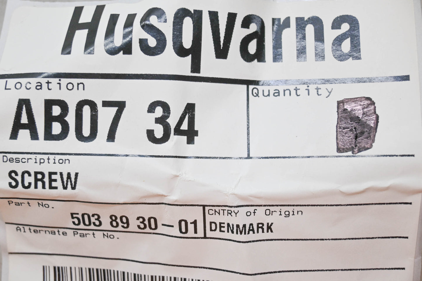 New OEM Husqvarna 503 89 30-01, 503893001 Screws Qty 2 NOS