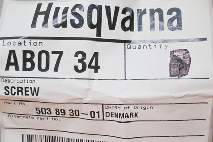 New OEM Husqvarna 503 89 30-01, 503893001 Screws Qty 2 NOS
