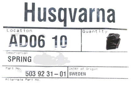 New OEM Husqvarna 503 92 31-01, 503923101 Spring NOS