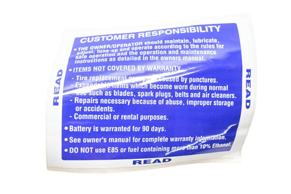 New OEM Husqvarna 532 42 38-29, 532423829 Warning Decal NOS