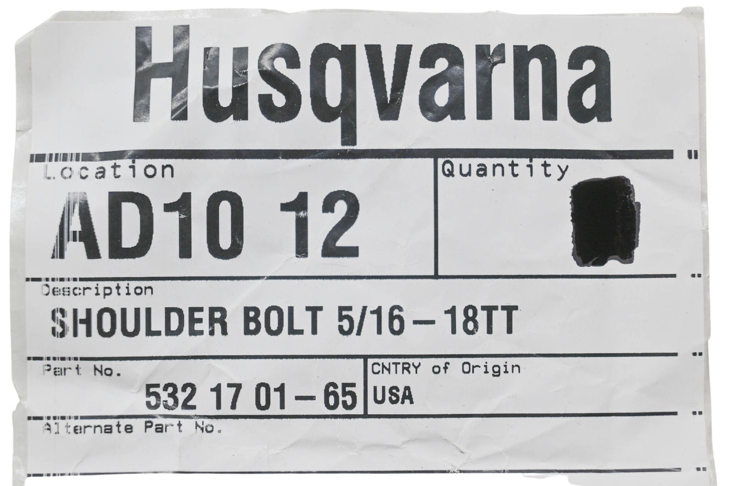 New OEM Husqvarna 532 17 01-65, 532170165 Shoulder Bolt NOS