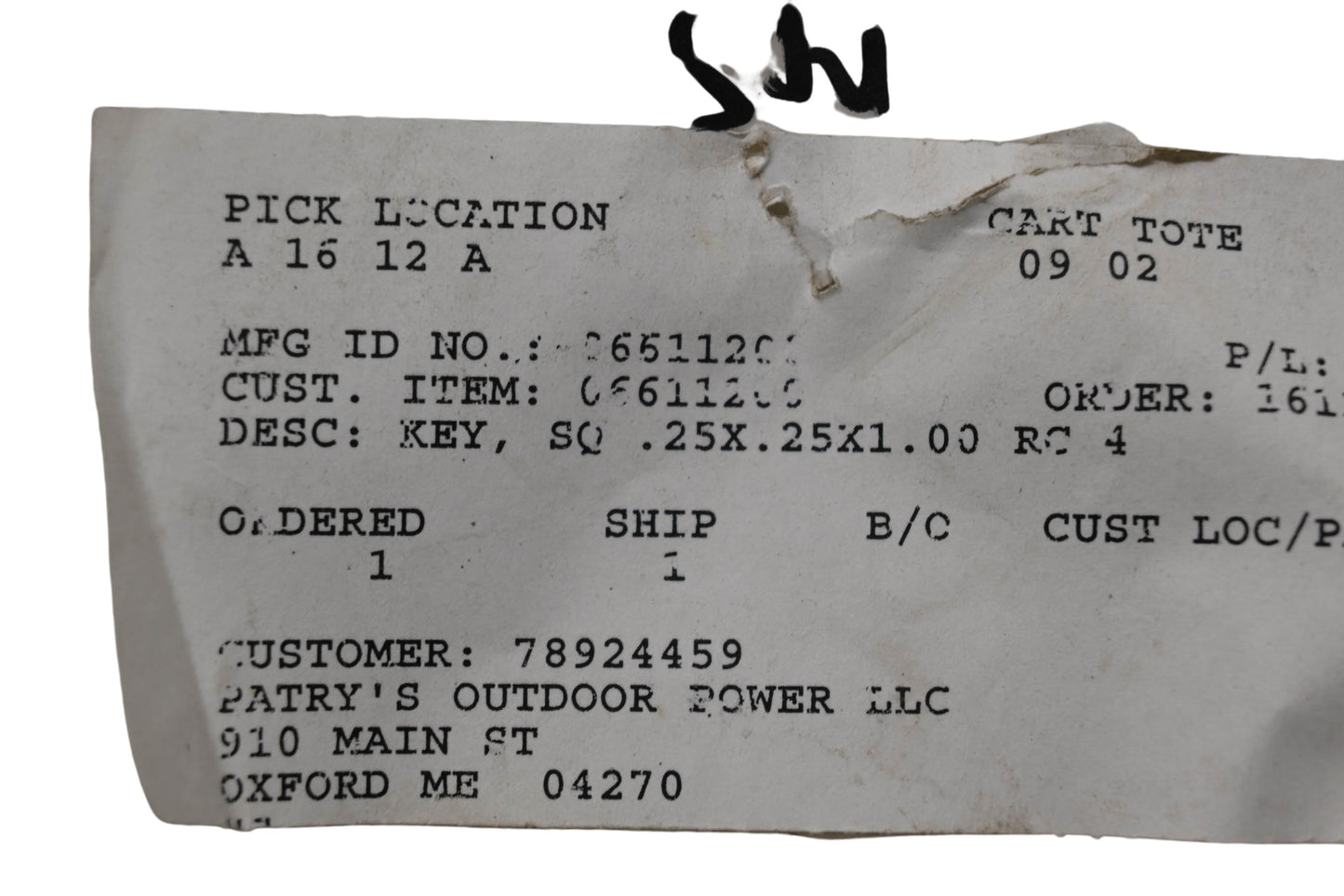 Ariens 06611200 Lawn Mower Key NOS