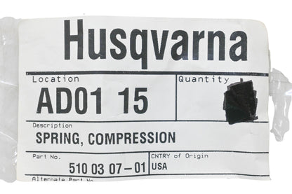New OEM Husqvarna 510 03 07-01, 510030701 Compression Spring NOS