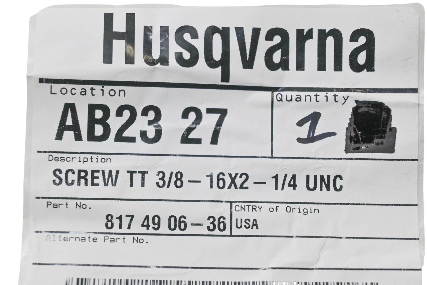 New OEM Husqvarna 817 49 06-36 Screw NOS
