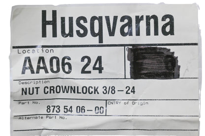 New OEM Husqvarna 873 54 06-00, 873540600 Crown Lock Nut NOS