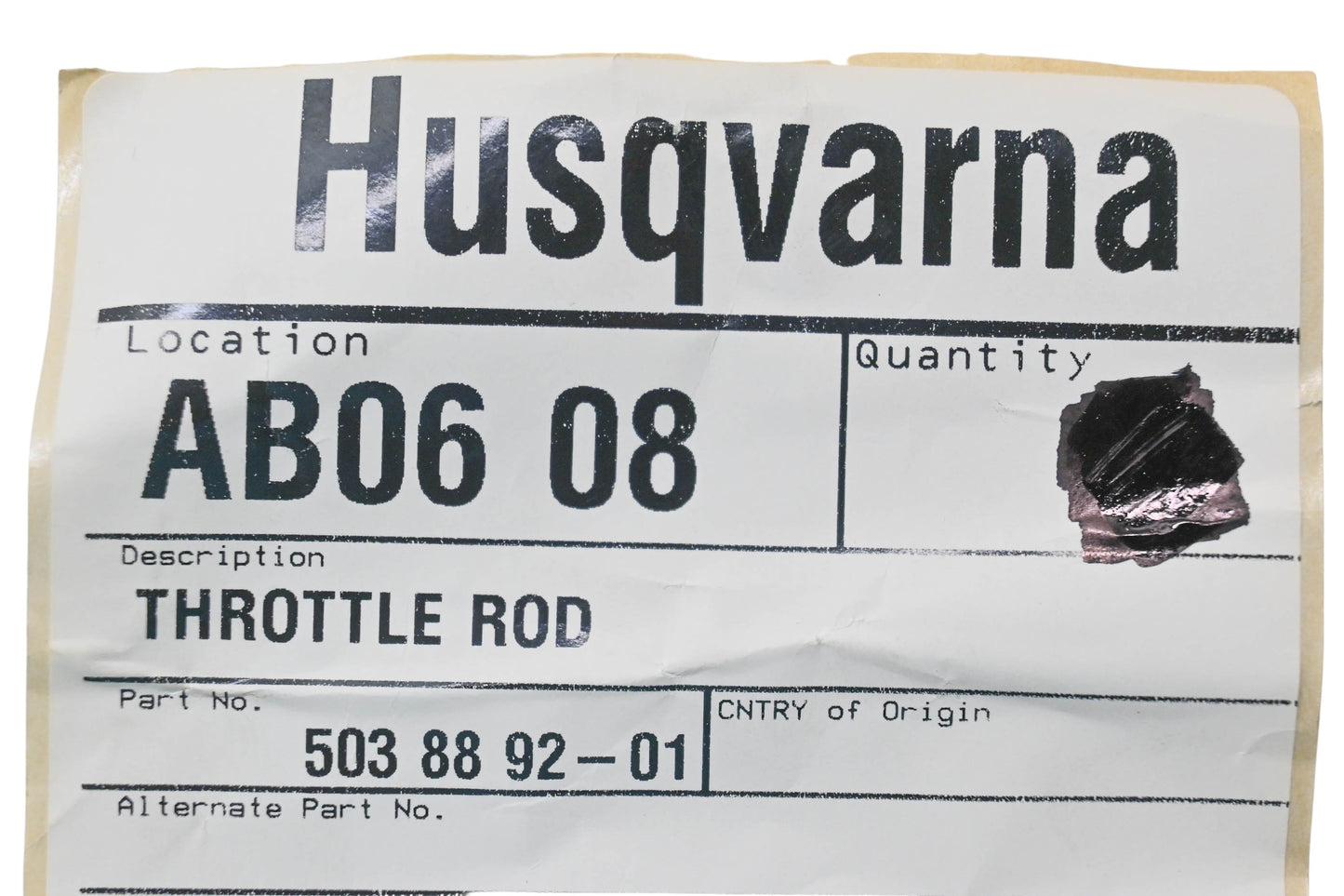 New OEM Husqvarna 503 88 92-01, 503889201 Throttle Rod NOS