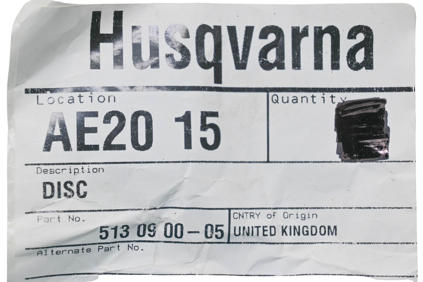 New OEM Husqvarna 513 09 00-05, 513090005 Disc NOS