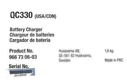 New OEM Husqvarna 966 73 06-03, 966730603 Battery Charger NOS