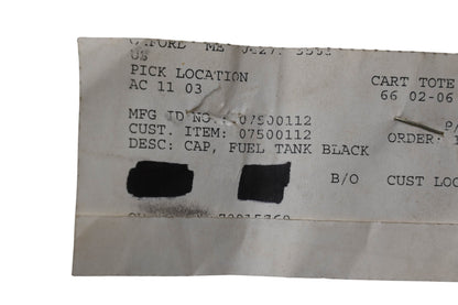 Ariens 07500112 Fuel Tank Black Cap NOS
