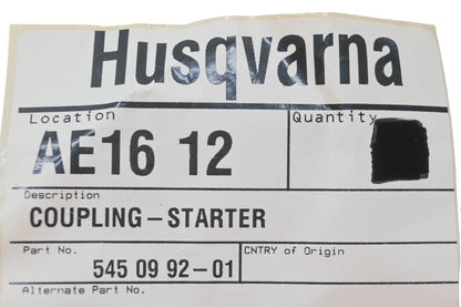 New OEM Husqvarna 545 09 92-01, 545099201 Starter Coupling NOS