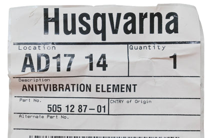 New OEM Husqvarna 505 12 87-01, 505128701 Antivibration Element NOS
