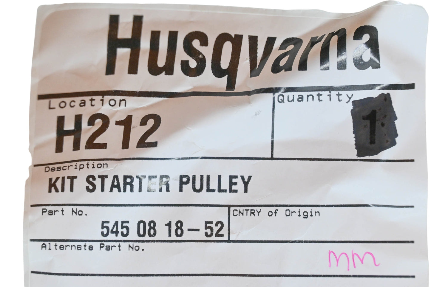 New OEM Husqvarna 545 08 18-52, 545081852 Starter Pulley Kit NOS