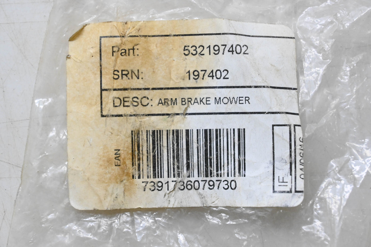 New OEM Husqvarna 532197402 Mower Brake Arm NOS