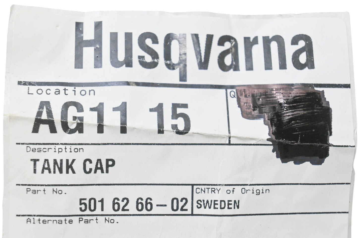 New OEM Husqvarna 501 62 66-02, 501626602 Tank Cap NOS