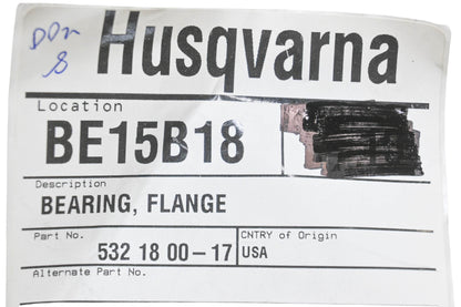 New OEM Husqvarna 532 18 00-17, 532180017 Flange Bearing NOS