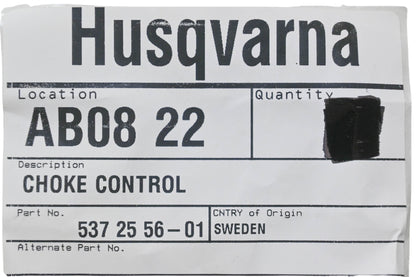 New OEM Husqvarna 537 25 56-01, 537255601 Choke Control NOS
