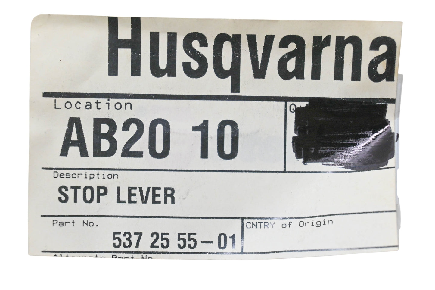 New OEM Husqvarna 537 25 55-01, 537255501 Stop Lever NOS