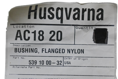 New OEM Husqvarna 539 10 00-32, 539100032 Flanged Nylon Bushing NOS