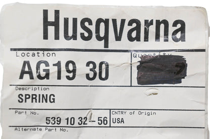New OEM Husqvarna 539 10 32-56, 539103256 Spring NOS