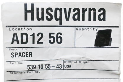 New OEM Husqvarna 539 10 55-43, 539105543 Spacer NOS