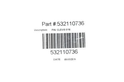 New OEM Husqvarna 532110736 Clevis Pin NOS