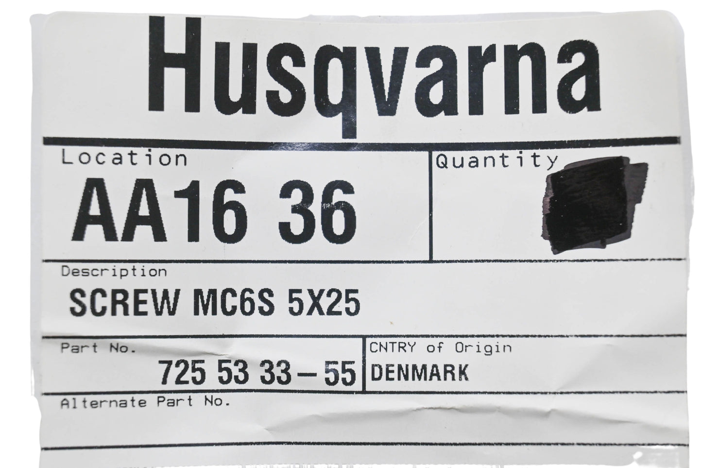 New OEM Husqvarna 725 53 33-55, 725533355 Screws Qty 2 NOS