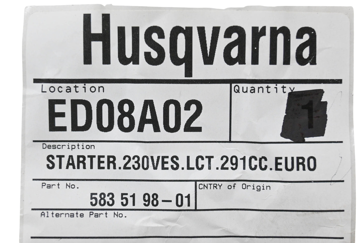 New OEM Husqvarna 583 51 98-01, 583519801 Starter NOS