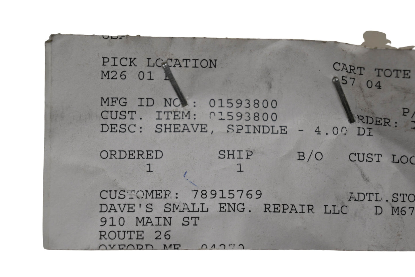 Ariens 01593800 Spindle Sheave NOS