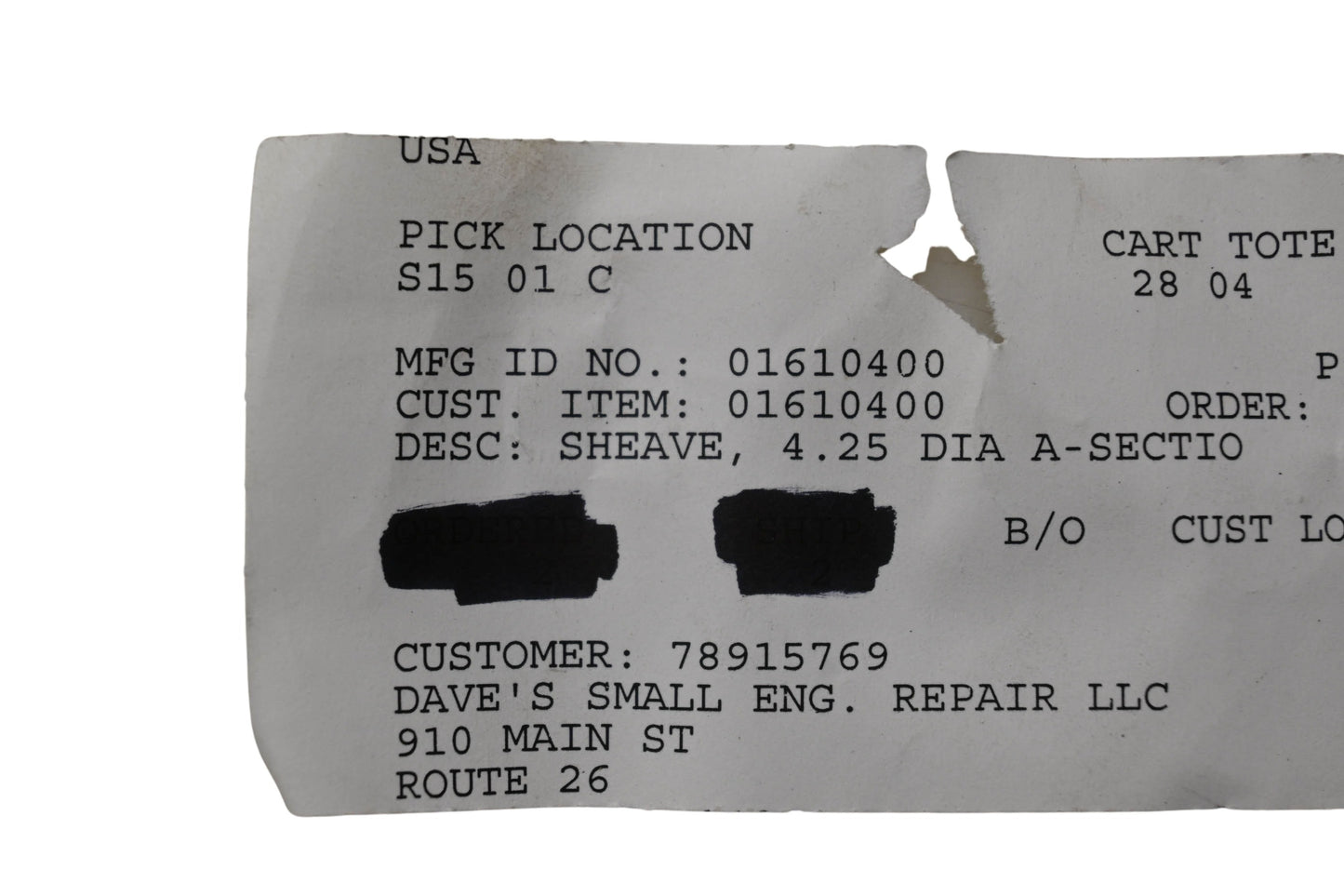 Ariens 01610400 Sheave NOS