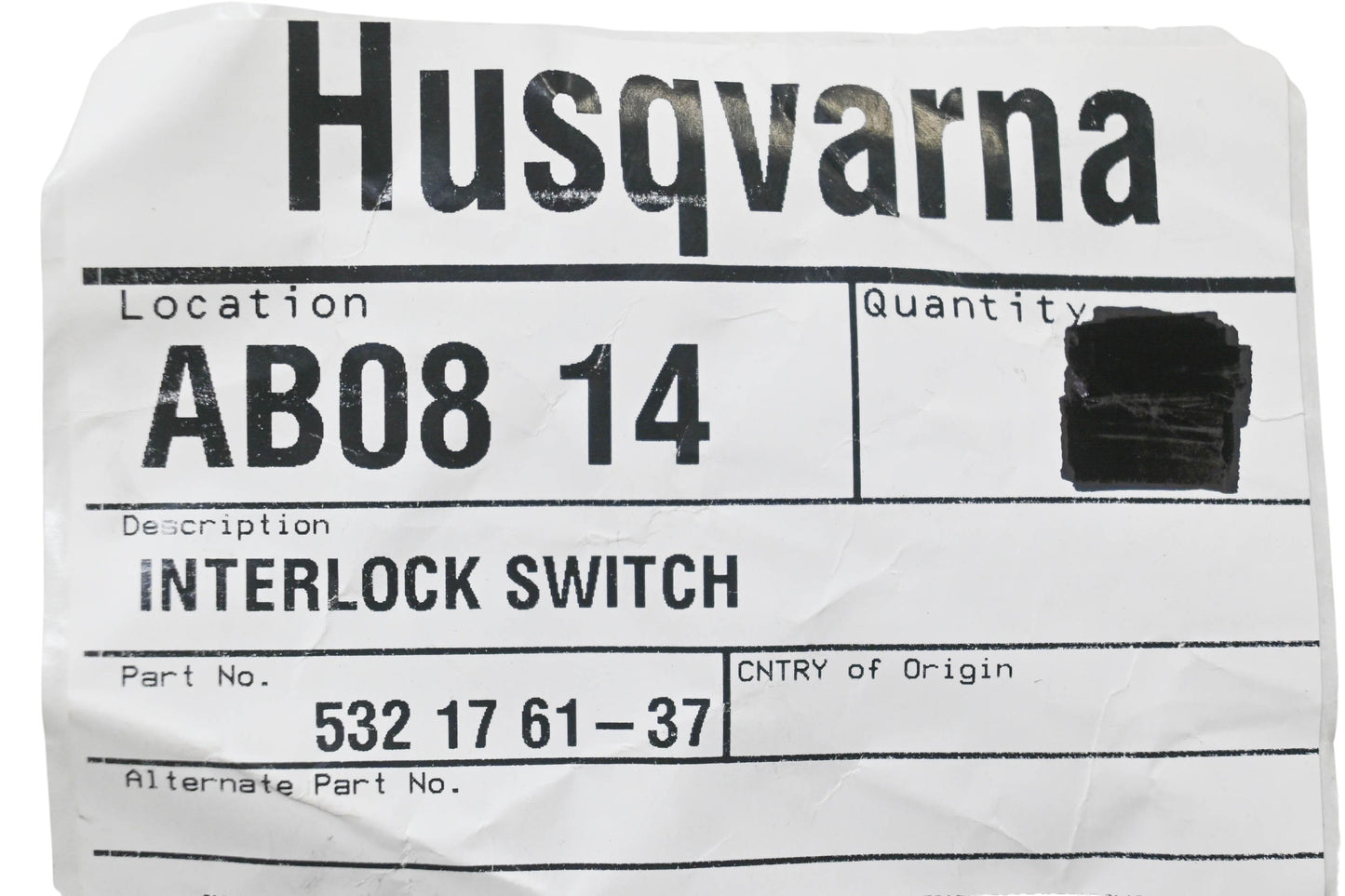 New OEM Husqvarna 532 17 61-37, 532176137 Interlock Switch NOS