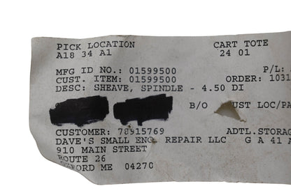 Ariens 01599500 Spindle Sheave NOS