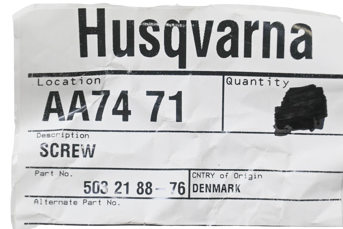 New OEM Husqvarna 503 21 88-76, 503218876 Screw NOS