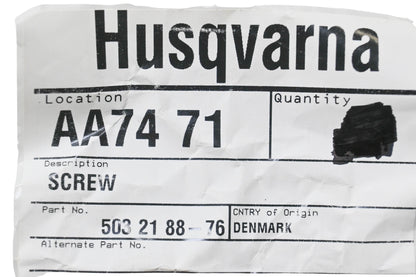 New OEM Husqvarna 503 21 88-76, 503218876 Screw NOS