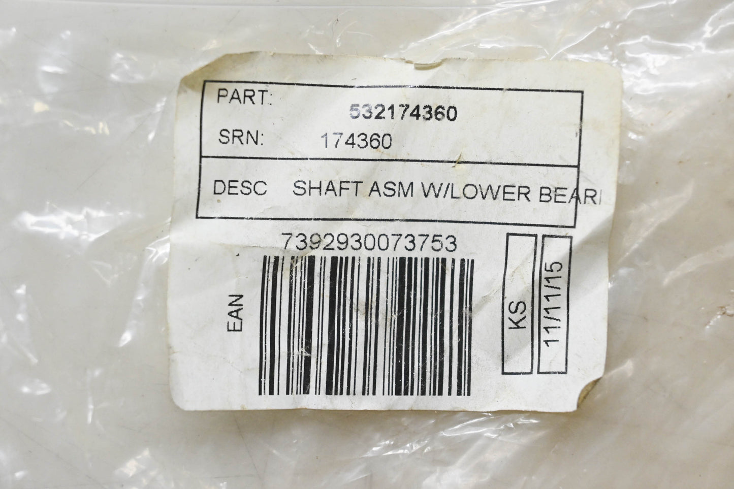 New OEM Husqvarna 532174360 Spindle Shaft NOS