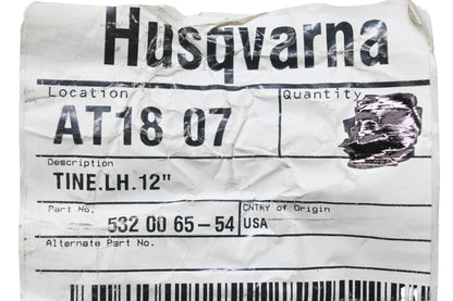 New OEM Husqvarna 532 00 65-54, 532006554 Tiller Tine LH NOS